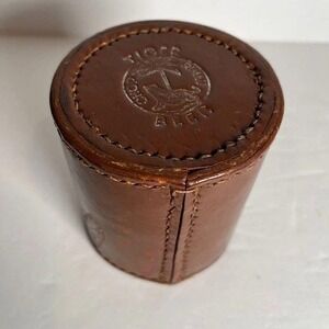 Tiger Beer Dice Cup Brown Chop Rimau Leather Vintage Barware Slogan